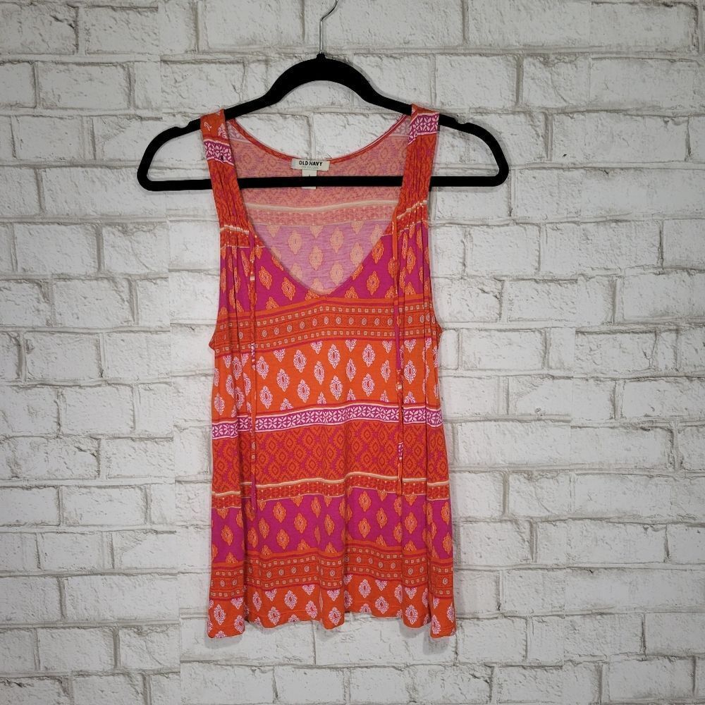 Old Navy printed orange & pink tank